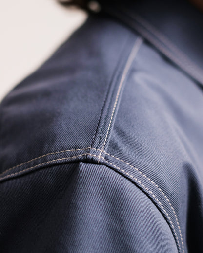 Short Sleeve Twill Shirt organic cotton faded blue triple stiching